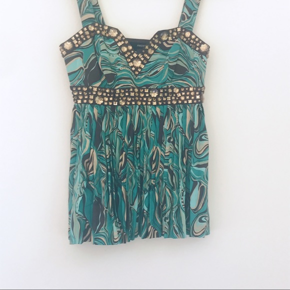 Arden B Tops - Y2K Arden B Empire Jeweled and Printed Tank‎ Top